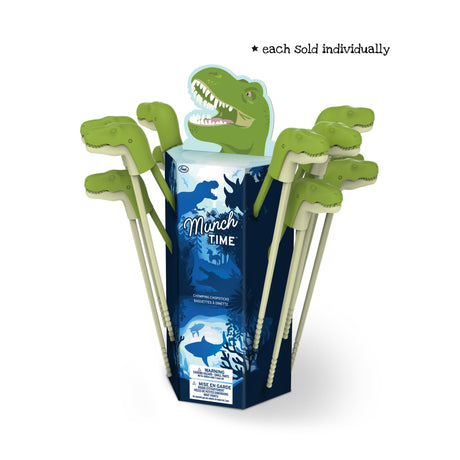 Munchtime Chopsticks T-Rex with animated chomping action on display packaging, sold individually for fun meals.