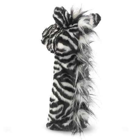 Zebra Stage Puppet with soft plush stripes, expressive mouth, leatherette nose, and distinctive black and white mane.