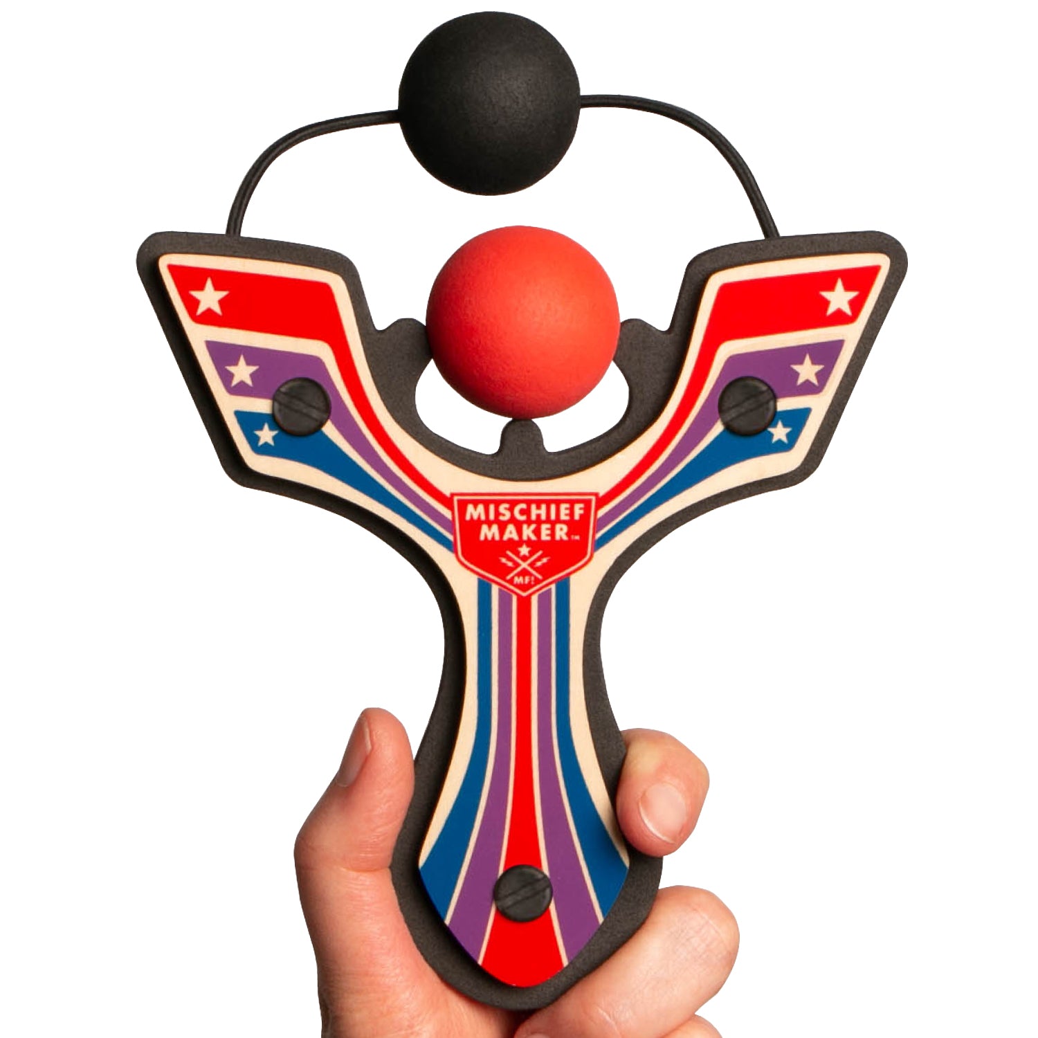 Handheld Slingshot Red Winged with vibrant design shooting soft foam balls for kids’ safe outdoor fun and mischief.