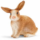 Detailed small brown and white rabbit figurine sitting with upright ears, titled Rabbit, suitable for children aged 3-8 years.