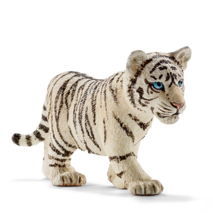 White Tiger Cub figurine with blue eyes and snow-white fur, detailed stripes, ideal for children ages 3-8 years.