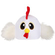 Chicken Hat featuring big embroidered eyes, stuffed beak, fluffy wings, and a red comb on top for fun wear.