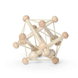 Natural Skwish wooden baby toy with rods, beads, and strings that twist and bounce back to shape.