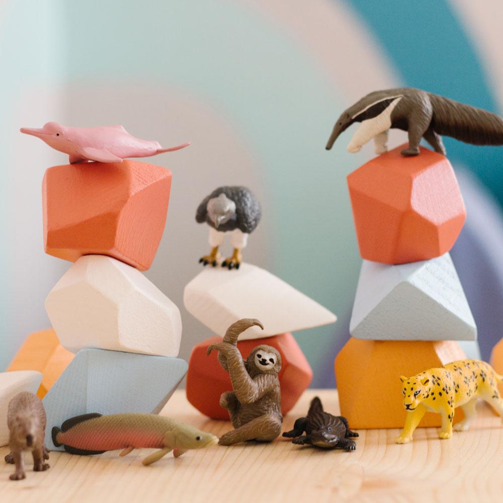 TOOB | South American Animals featuring detailed minifigures of jaguar, sloth, anteater, eagle, and other wildlife.