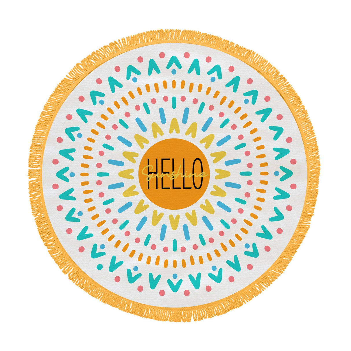 Round Beach Towel Hello Sun