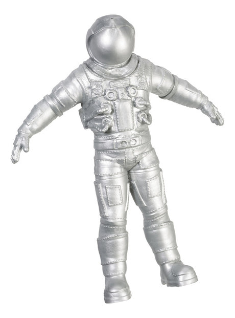 Epic Stretch Astronaut toy in silver astronaut suit, 8" tall unstretched, friendly illustrative design.