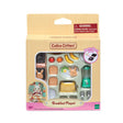 Breakfast Playset with toy toaster, fried eggs, bread, fruit, and cooking utensils for imaginative play.