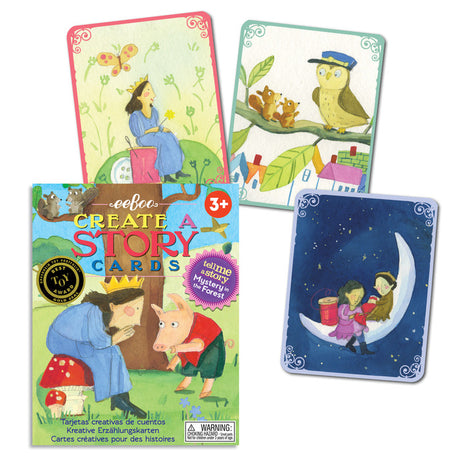 Create A Story | Mystery in the Forest cards featuring whimsical characters and scenes for imaginative storytelling.