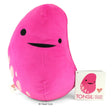 Bright pink plush Tonsil toy with a friendly face and a fact-filled hangtag explaining its immune function.