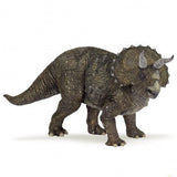 Triceratops figure with detailed textured skin, three horns, and a sturdy build, perfect for ages 5 and up.