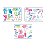 Magnetic Build It | Unicorn Magic showing three sheets of colorful magnetic unicorn parts for creative play.