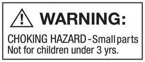 Lego Race Cars kit warning label showing choking hazard for children under 3 years due to small parts.