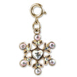 Gold Snowflake Charm with heart center and sparkling crystals, perfect for adding glam to bracelets or necklaces.
