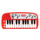 Electric Keyboard with 24 keys, musical notes design, compact size, and speaker for young musicians.