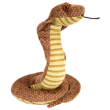 Cobra plush toy with brown scales and striped belly, soft 12-inch stuffed snake perfect for imaginative play.
