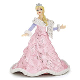 Enchanted Princess figurine in pink dress with silver details, hand painted fantasy decor measuring approximately 4 inches tall.