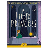 A Little Princess book cover showing a girl sitting by a window at night with a glowing light and crescent moon.