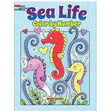 Sea Life Color by Number featuring colorful seahorses and hearts for a fun ocean-themed kids coloring adventure.
