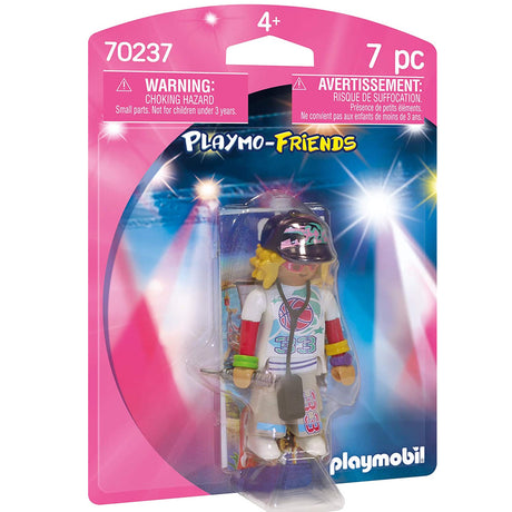 Playmo-Friends | Rapper figure with microphone, MP3 player, peaked cap, and colorful bracelets in packaging for ages 4 and up.