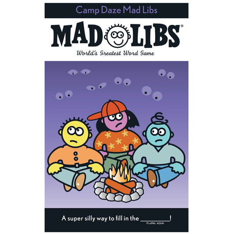 Mad Libs Camp Daze cover with cartoon campers around a campfire for the fun word game Mad Libs.