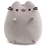 Pusheen Squisheen Sitting plush with elastic fabric, soft surface, signature smile, and paws ready for squishing.