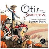 Cover of Otis and Scarecrow book showing Otis the tractor, scarecrow, and farm animals in a friendly scene