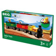Safari Train toy with giraffe and zebra figures that pop up on sliding the roof, designed for children 3 and up.