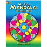 My First Mandalas Coloring Book cover with colorful butterfly mandala design on a gradient background.