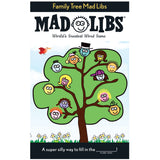 Mad Libs Family Tree cover with cartoon faces on tree branches for a fun fill-in-the-blanks word game.
