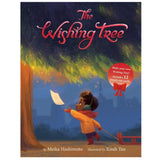 The Wishing Tree book cover showing a child placing a wish under a glowing tree at night.