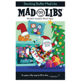 Mad Libs Stocking Stuffer cover with Santa, presents, Christmas tree, and festive holiday characters in a playful scene.